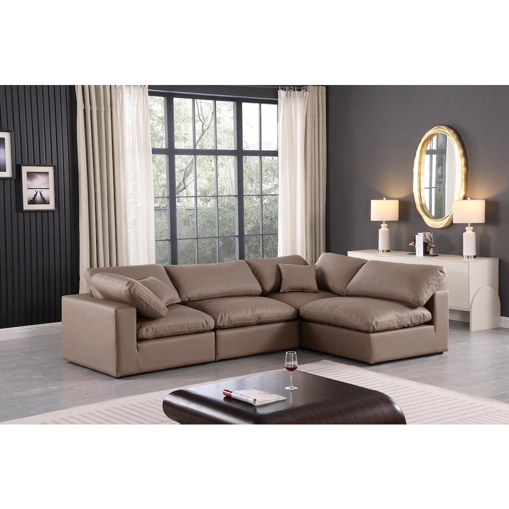 Comfy Brown Vegan Leather Modular Sectional