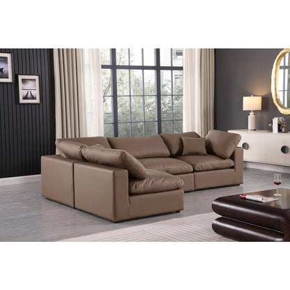 Comfy Brown Vegan Leather Modular Sectional