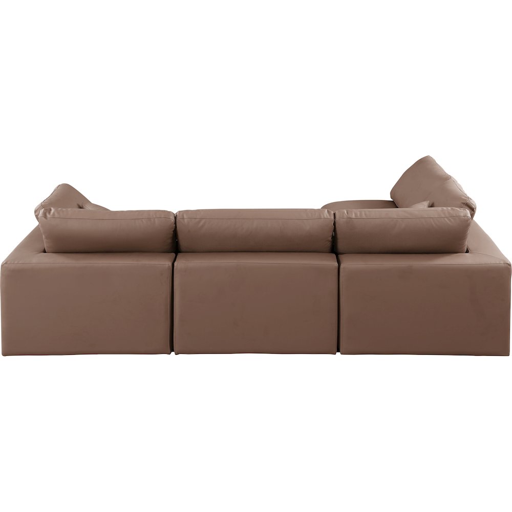Comfy Brown Vegan Leather Modular Sectional