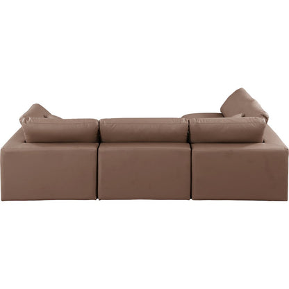 Comfy Brown Vegan Leather Modular Sectional