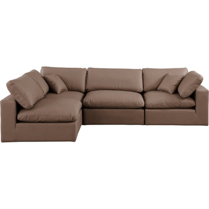 Comfy Brown Vegan Leather Modular Sectional