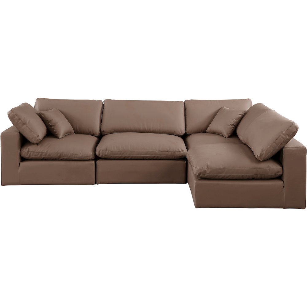 Comfy Brown Vegan Leather Modular Sectional