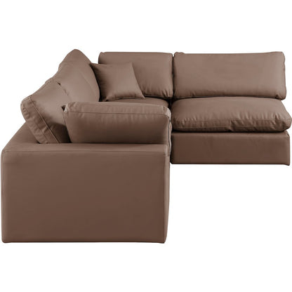 Comfy Brown Vegan Leather Modular Sectional
