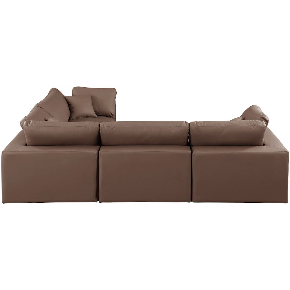 Comfy Brown Vegan Leather Modular Sectional