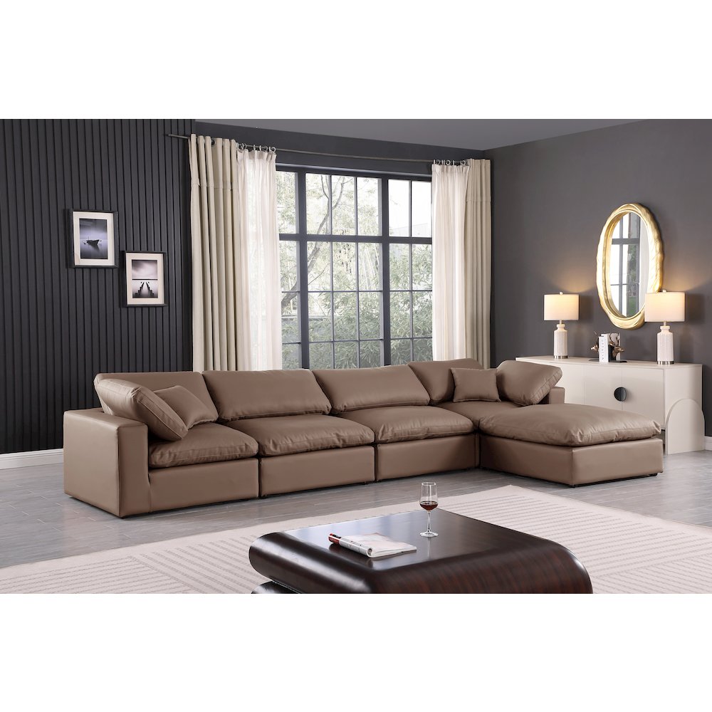 Comfy Brown Vegan Leather Modular Sectional
