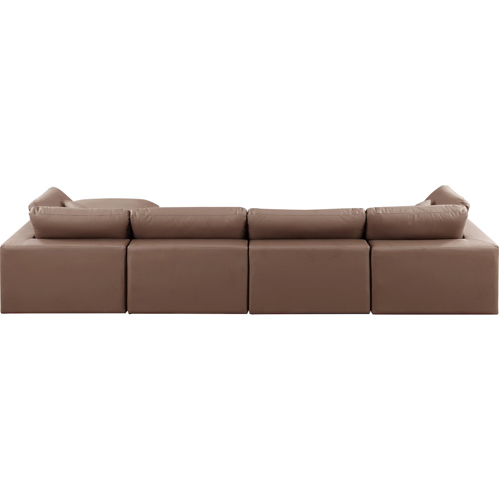 Comfy Brown Vegan Leather Modular Sectional