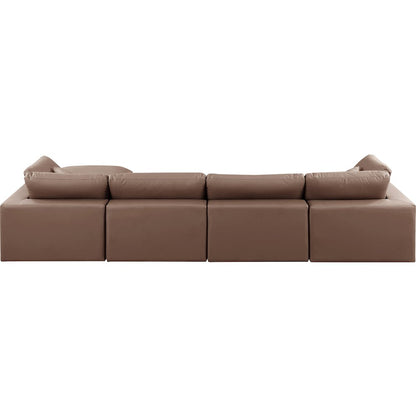 Comfy Brown Vegan Leather Modular Sectional