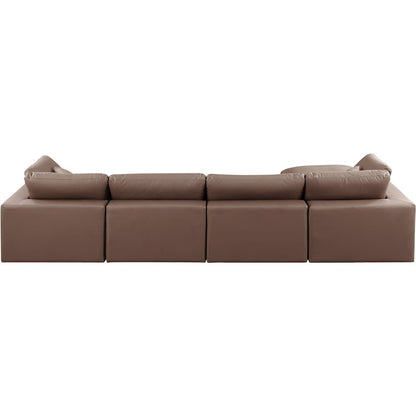 Comfy Brown Vegan Leather Modular Sectional