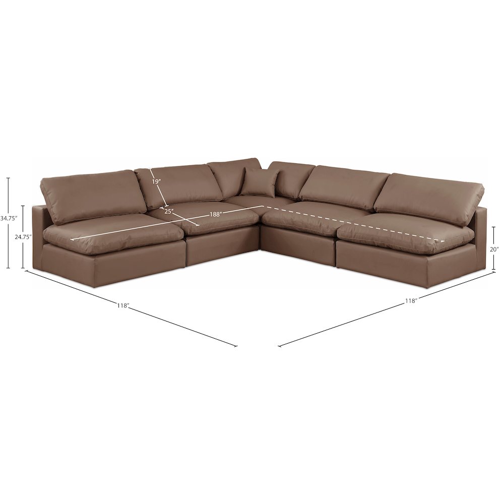 Comfy Brown Vegan Leather Modular Sectional