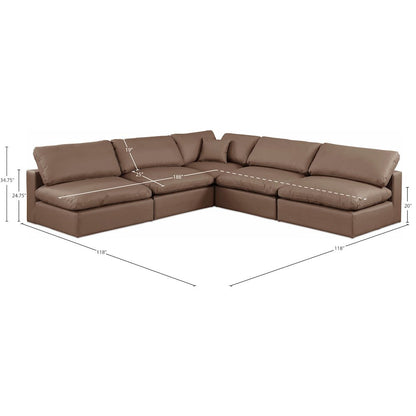 Comfy Brown Vegan Leather Modular Sectional