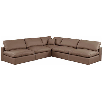 Comfy Brown Vegan Leather Modular Sectional