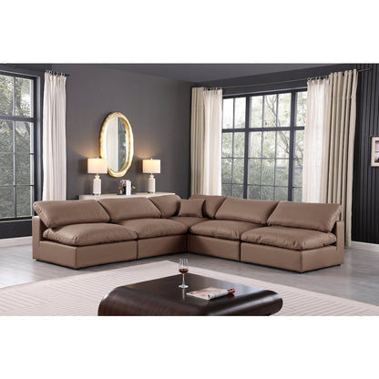Comfy Brown Vegan Leather Modular Sectional