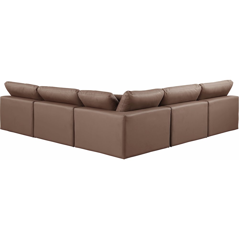 Comfy Brown Vegan Leather Modular Sectional