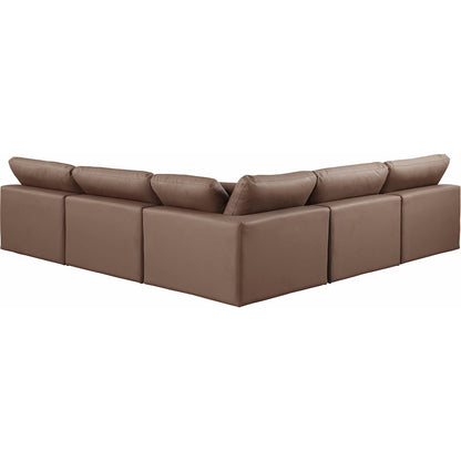 Comfy Brown Vegan Leather Modular Sectional