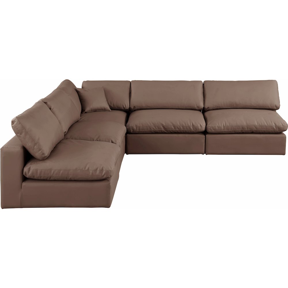 Comfy Brown Vegan Leather Modular Sectional