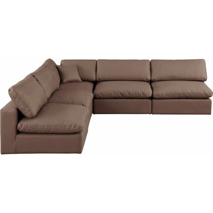 Comfy Brown Vegan Leather Modular Sectional