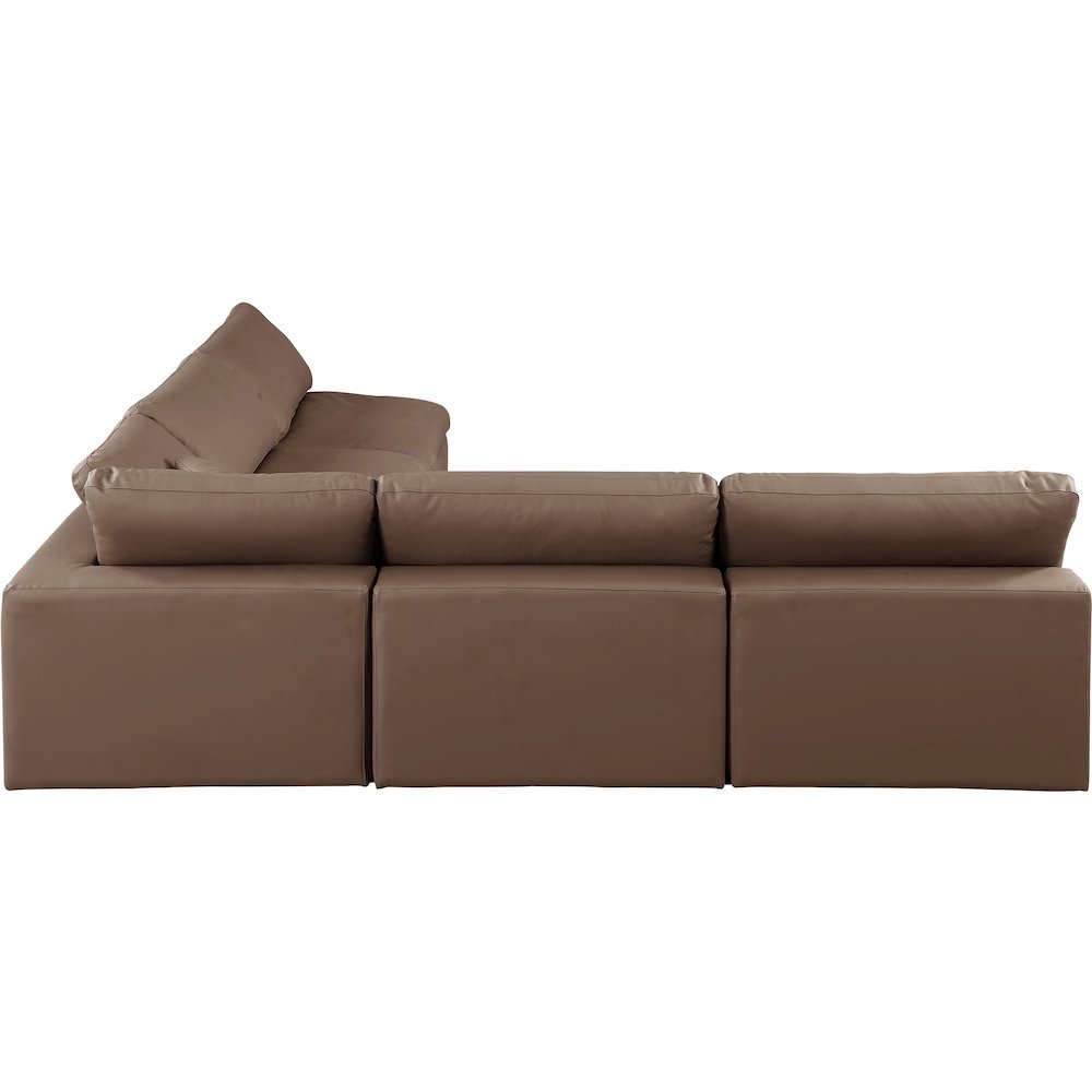 Comfy Brown Vegan Leather Modular Sectional