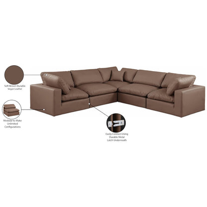 Comfy Brown Vegan Leather Modular Sectional