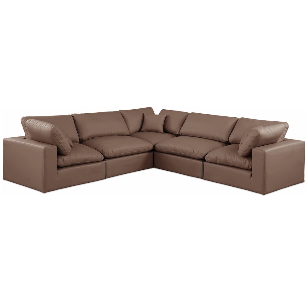 Comfy Brown Vegan Leather Modular Sectional