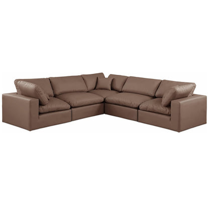 Comfy Brown Vegan Leather Modular Sectional