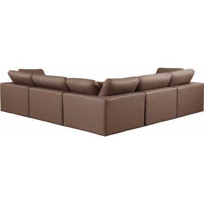 Comfy Brown Vegan Leather Modular Sectional