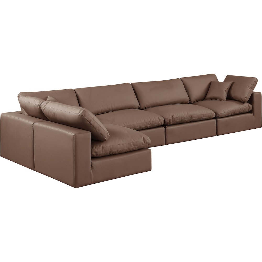 Comfy Brown Vegan Leather Modular Sectional