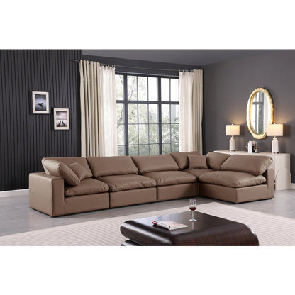 Comfy Brown Vegan Leather Modular Sectional