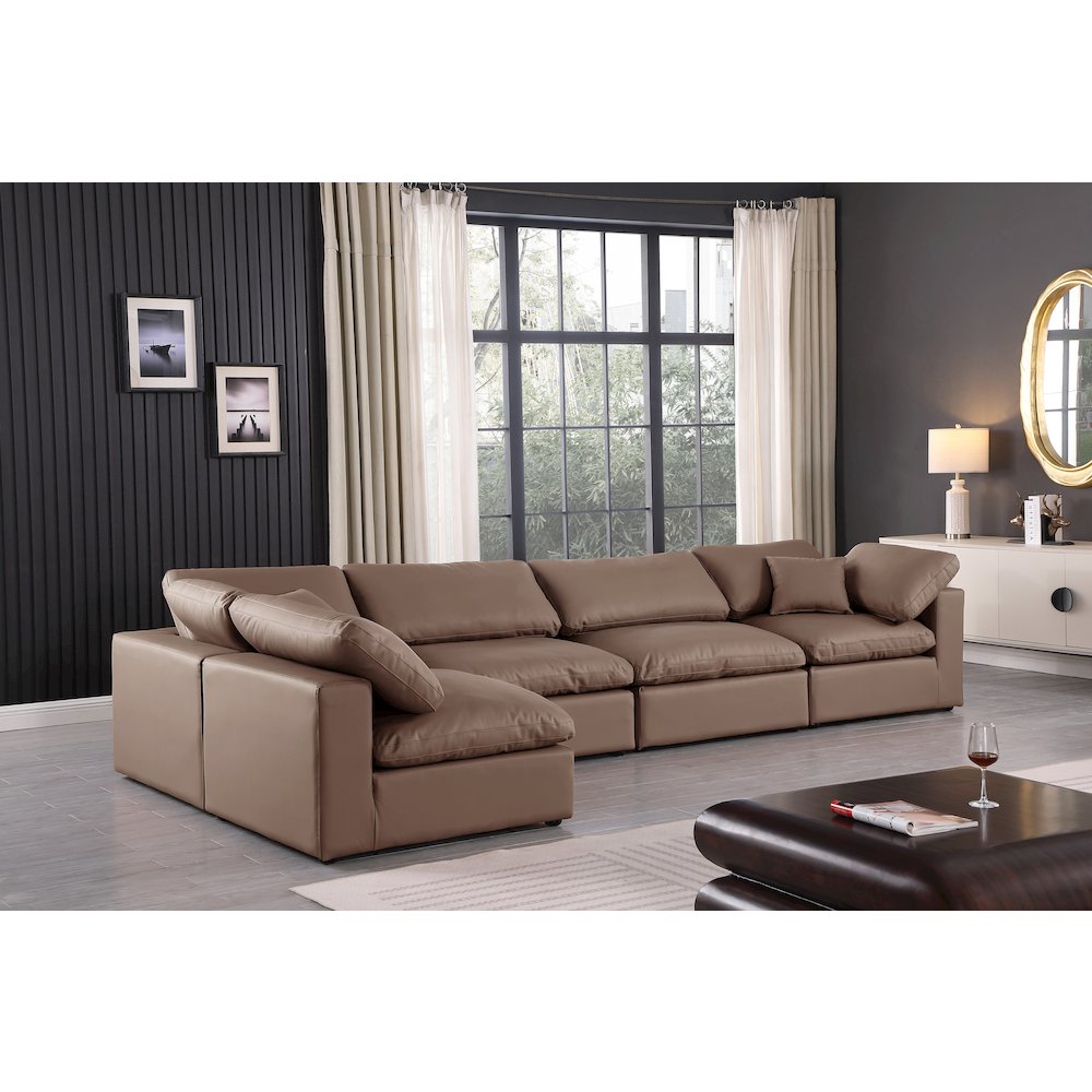 Comfy Brown Vegan Leather Modular Sectional