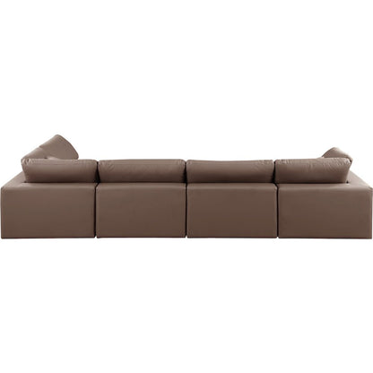 Comfy Brown Vegan Leather Modular Sectional
