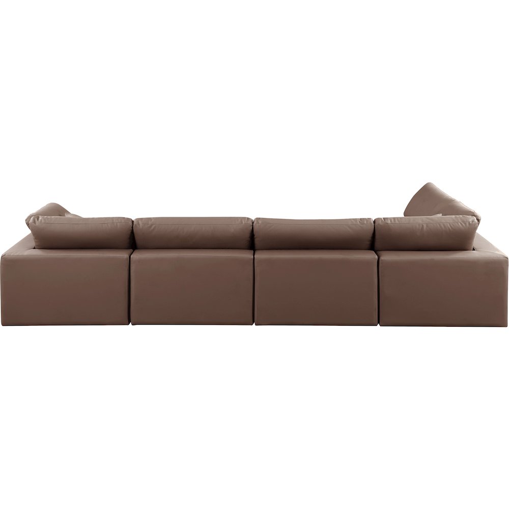 Comfy Brown Vegan Leather Modular Sectional