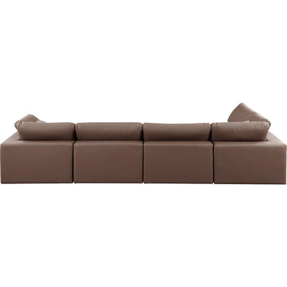 Comfy Brown Vegan Leather Modular Sectional