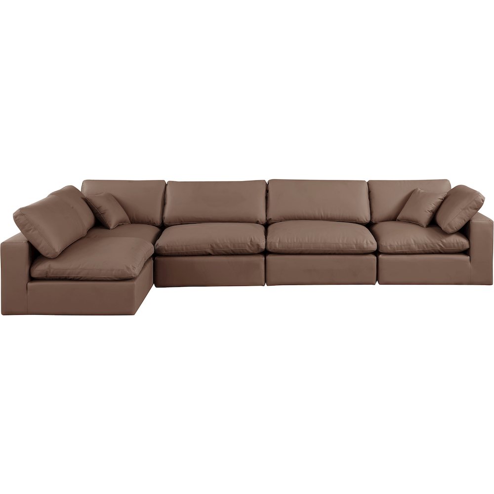 Comfy Brown Vegan Leather Modular Sectional