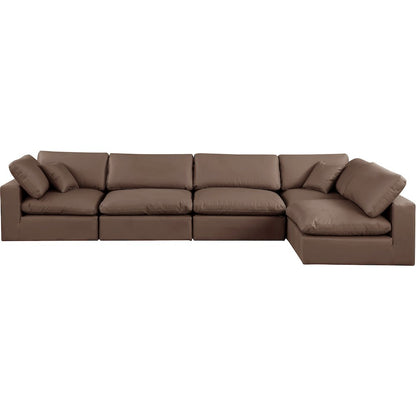 Comfy Brown Vegan Leather Modular Sectional