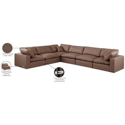Comfy Brown Vegan Leather Modular Sectional