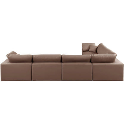 Comfy Brown Vegan Leather Modular Sectional