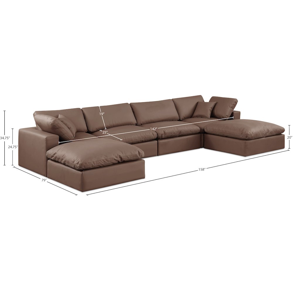 Comfy Brown Vegan Leather Modular Sectional