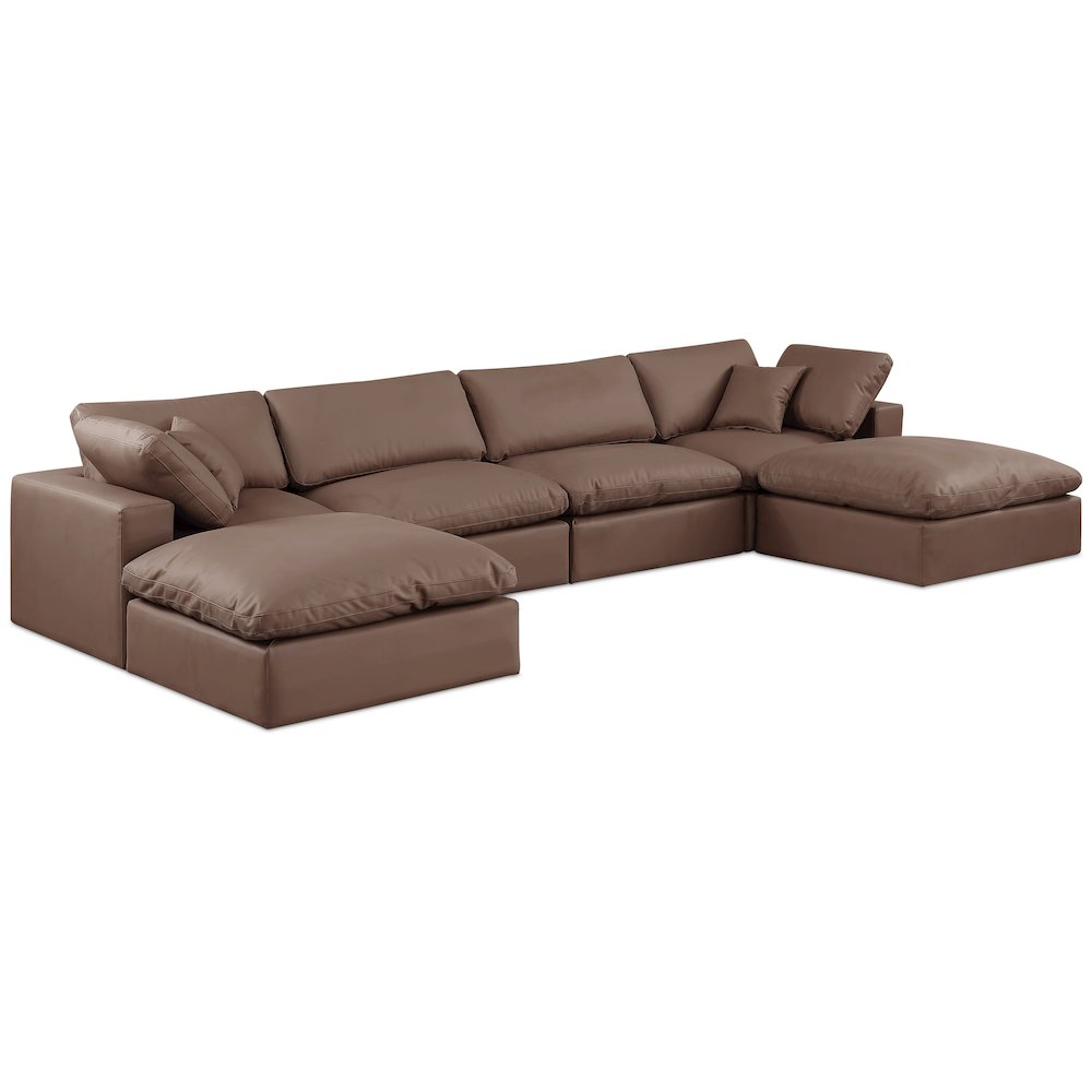 Comfy Brown Vegan Leather Modular Sectional