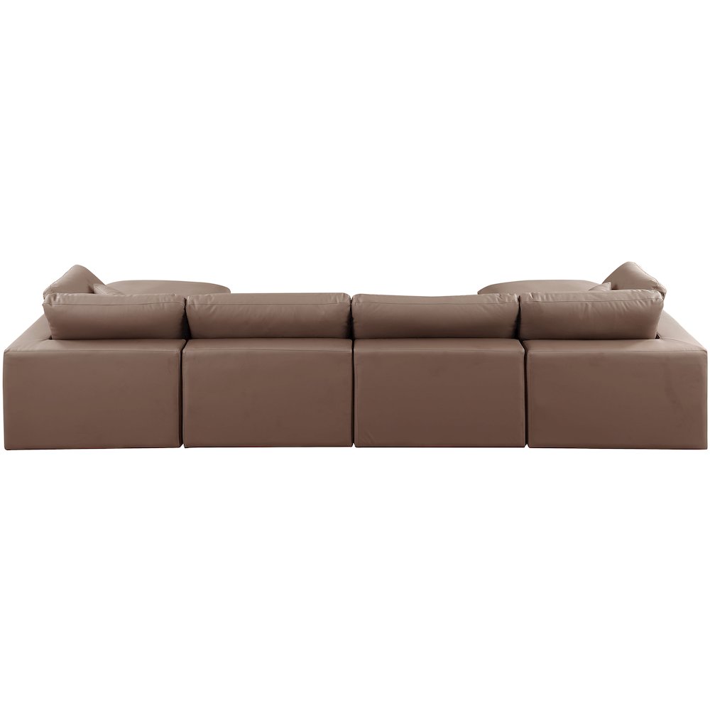 Comfy Brown Vegan Leather Modular Sectional