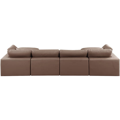 Comfy Brown Vegan Leather Modular Sectional