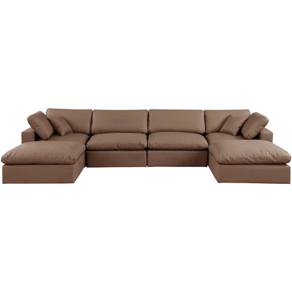 Comfy Brown Vegan Leather Modular Sectional