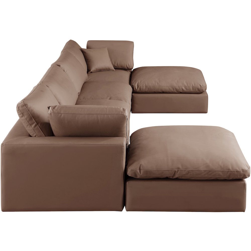 Comfy Brown Vegan Leather Modular Sectional