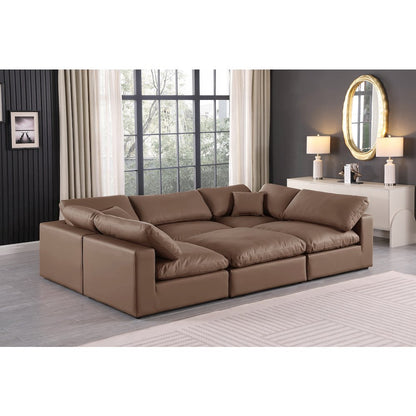 Comfy Brown Vegan Leather Modular Sectional