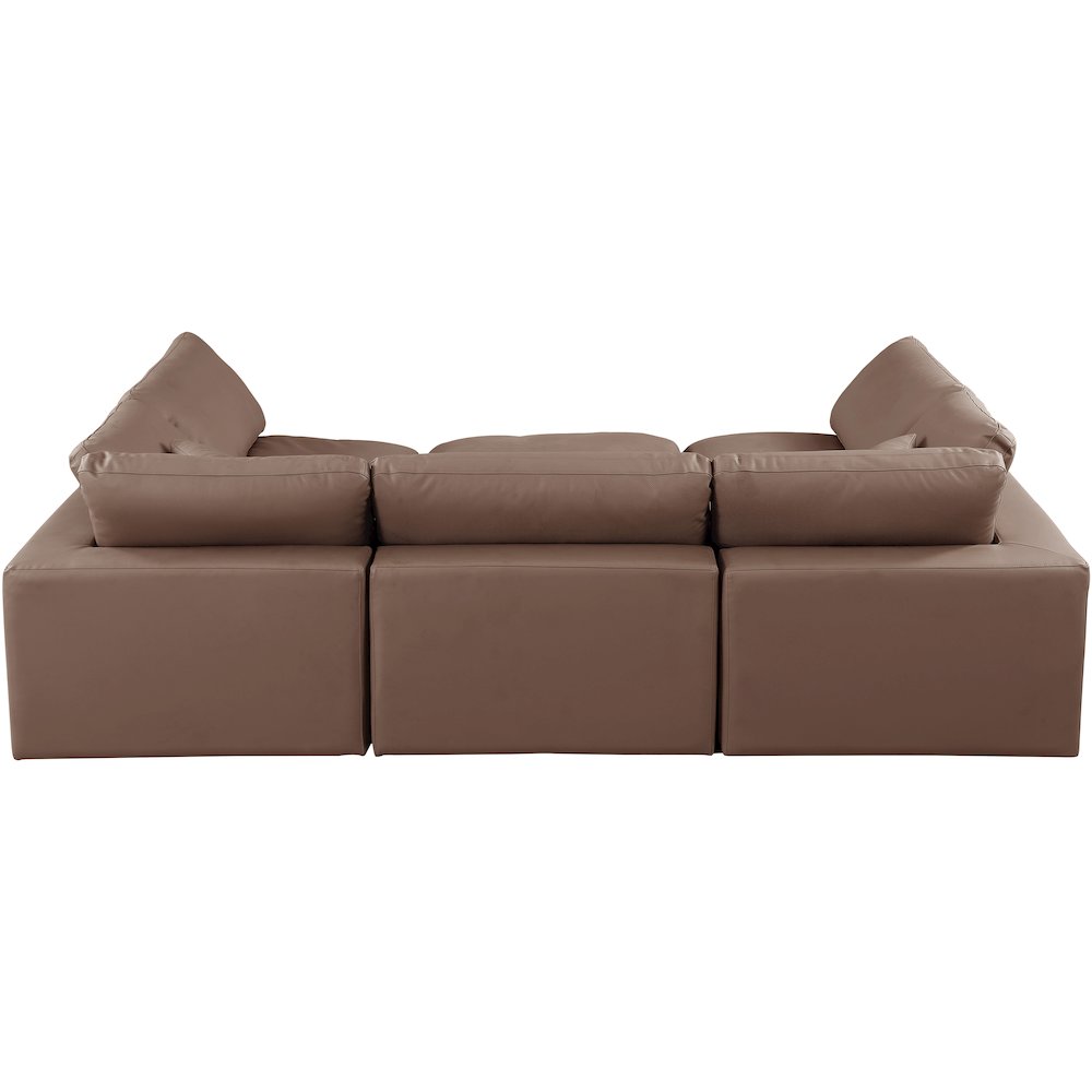 Comfy Brown Vegan Leather Modular Sectional