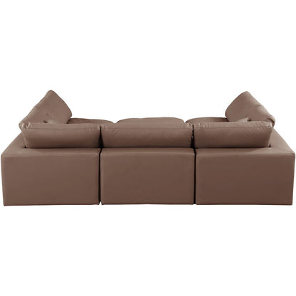 Comfy Brown Vegan Leather Modular Sectional