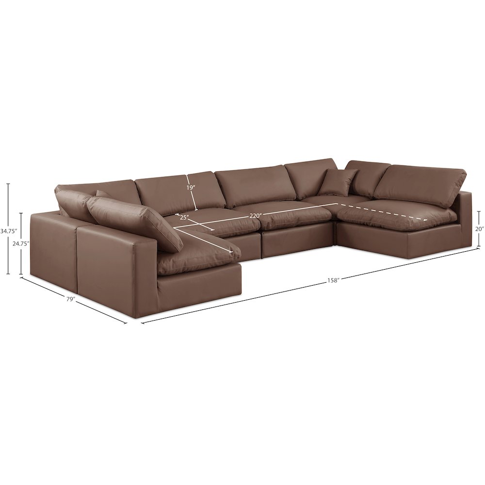 Comfy Brown Vegan Leather Modular Sectional