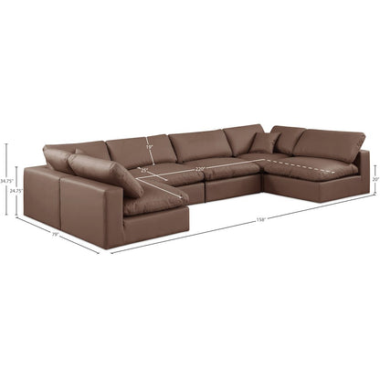 Comfy Brown Vegan Leather Modular Sectional