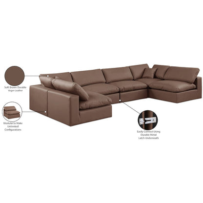 Comfy Brown Vegan Leather Modular Sectional