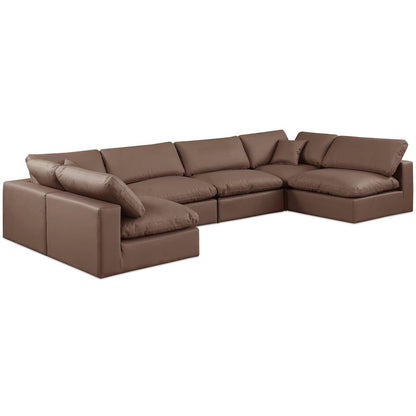 Comfy Brown Vegan Leather Modular Sectional
