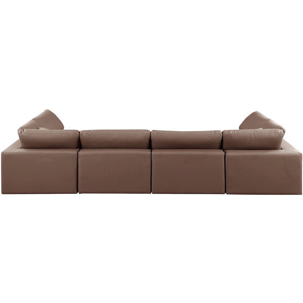 Comfy Brown Vegan Leather Modular Sectional