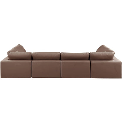 Comfy Brown Vegan Leather Modular Sectional